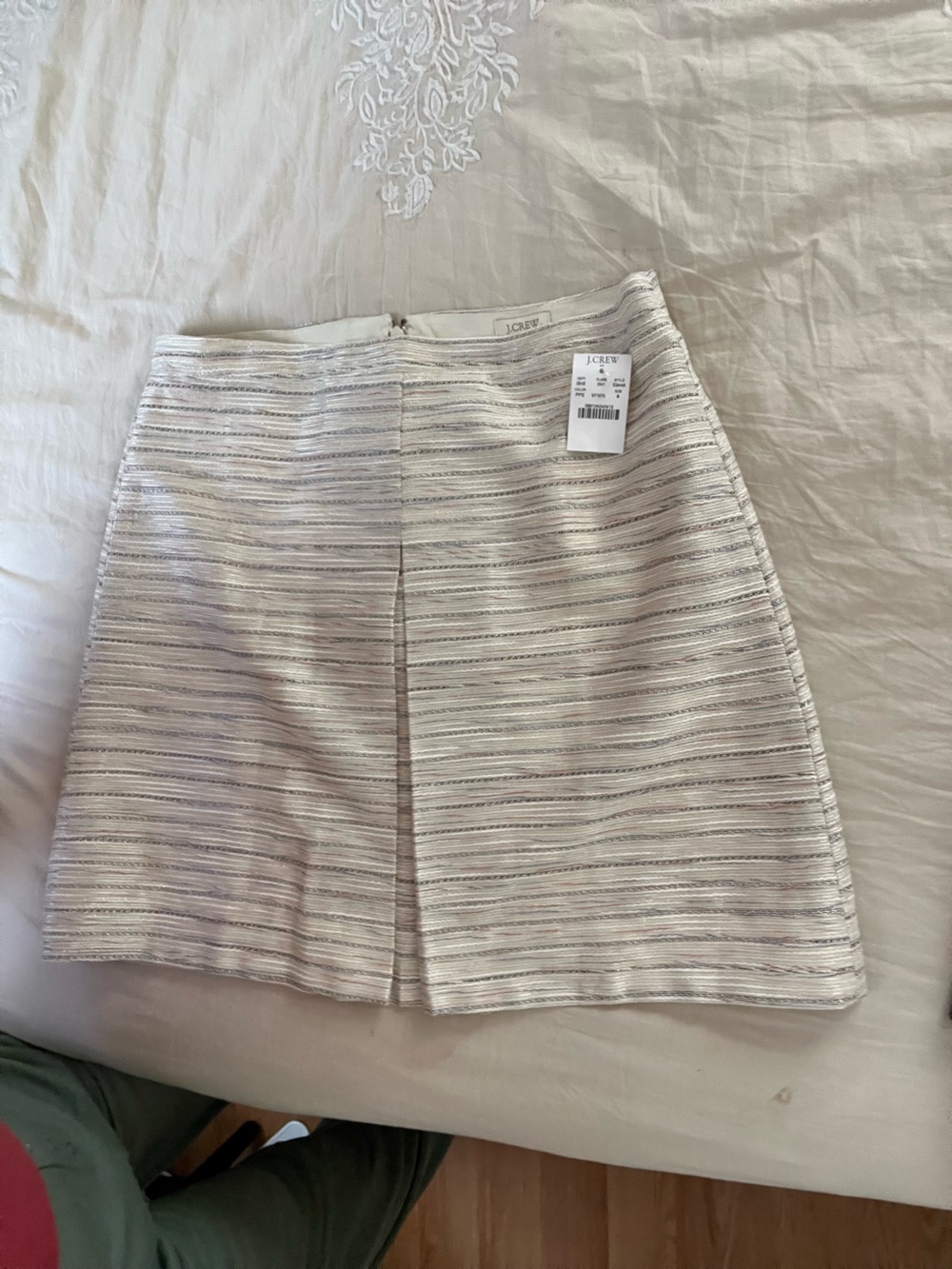 J. Crew Cream and Metallic Striped Mini Skirt